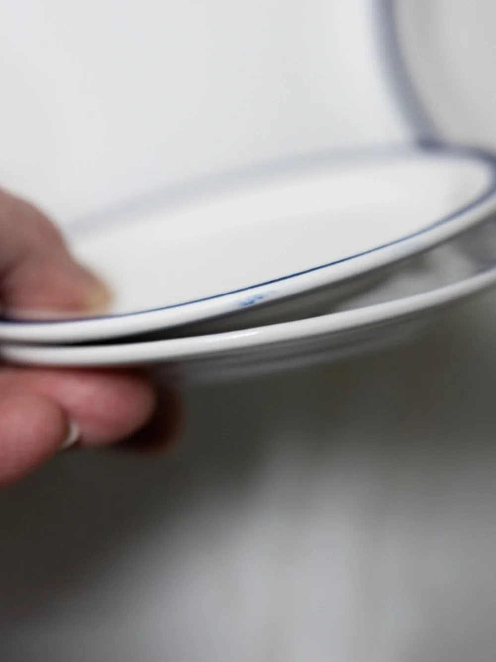 Set of 4 IKEA Almhult blue white small plates 4